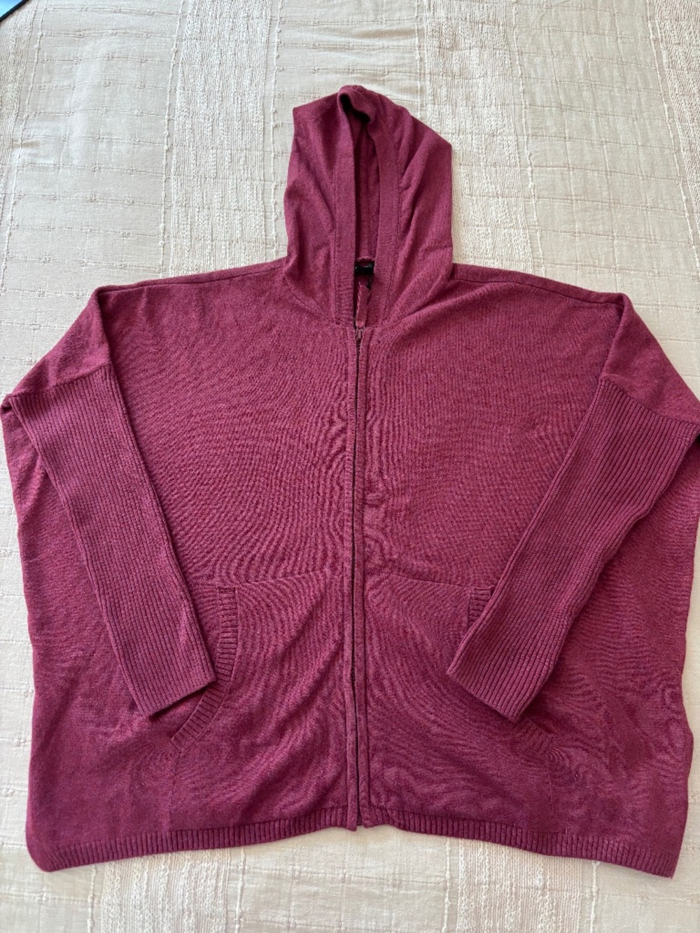 halogen maroon zip up hoodie